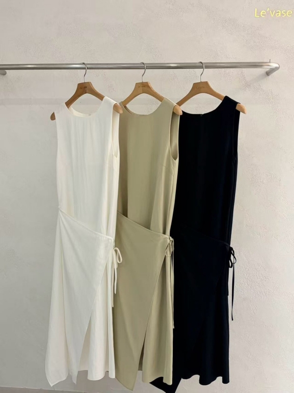 韓 側片綁帶長洋 3色