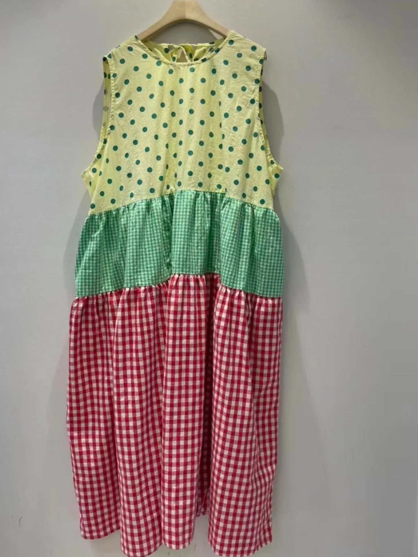 韓 拚色格文背心洋 3色