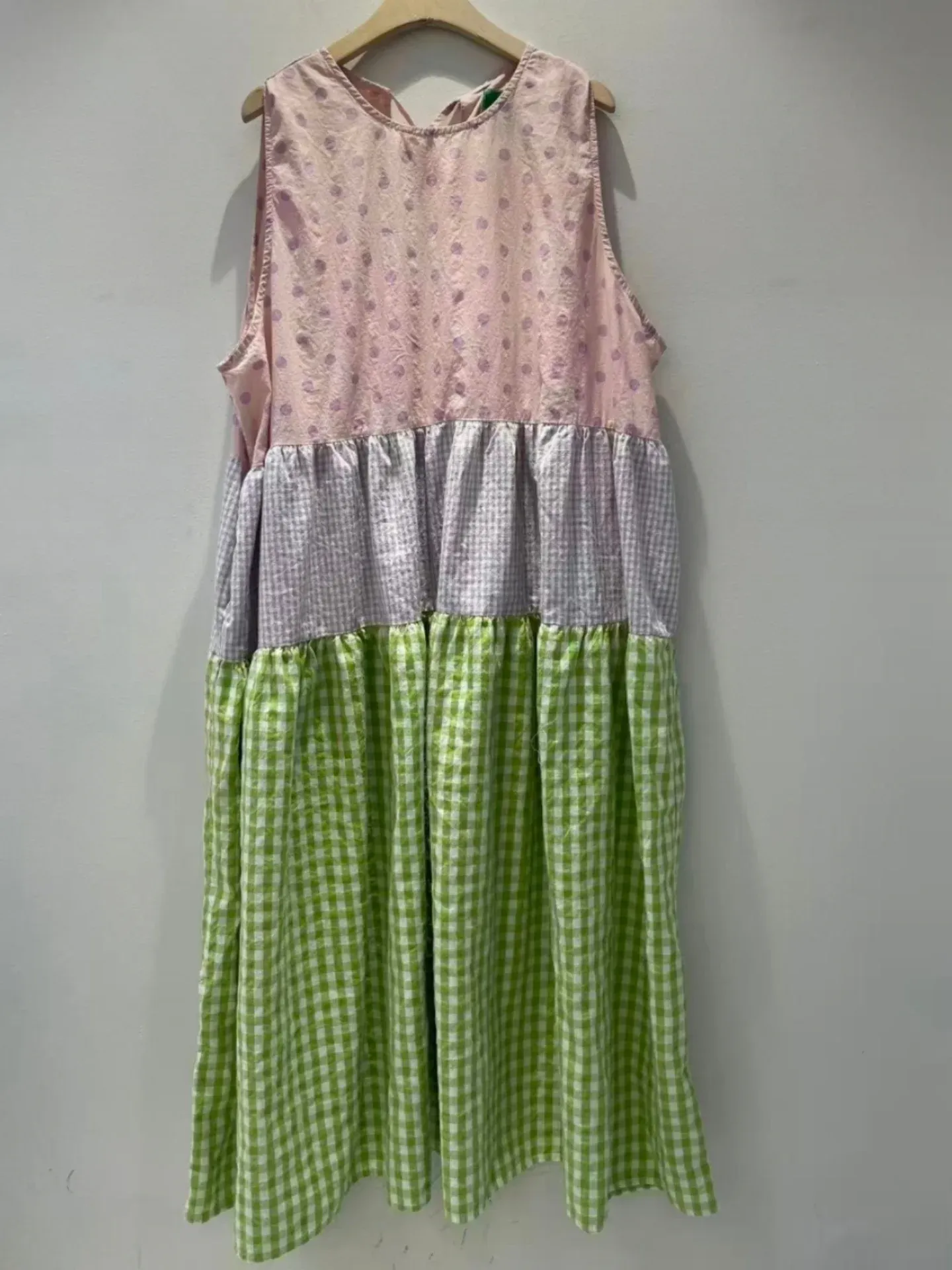 韓 拚色格文背心洋 3色