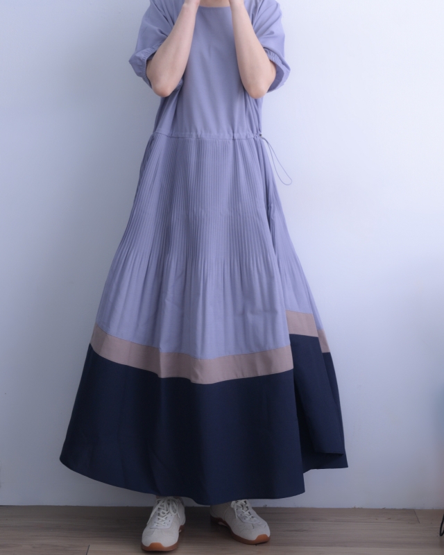 韓 壓摺配色長洋 2色 size