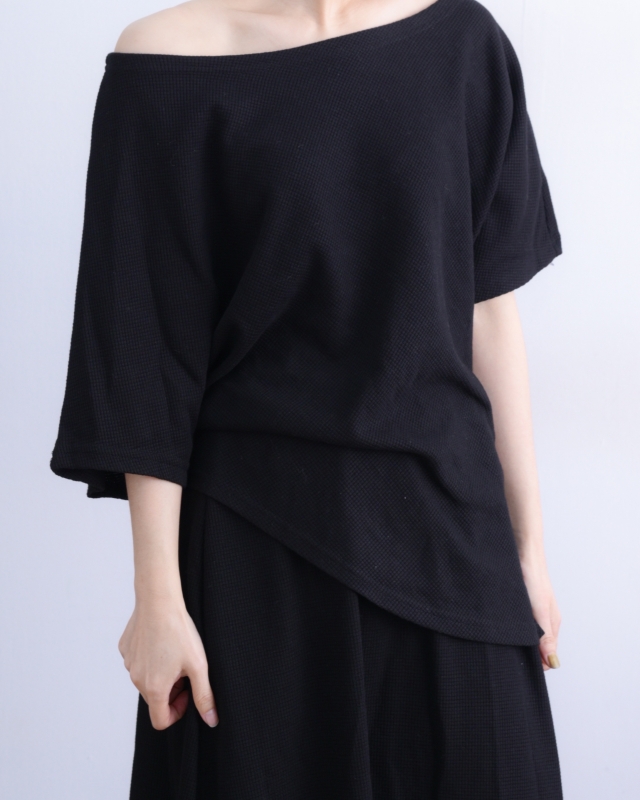 韓 鬆餅格上衣+長裙套裝 2色