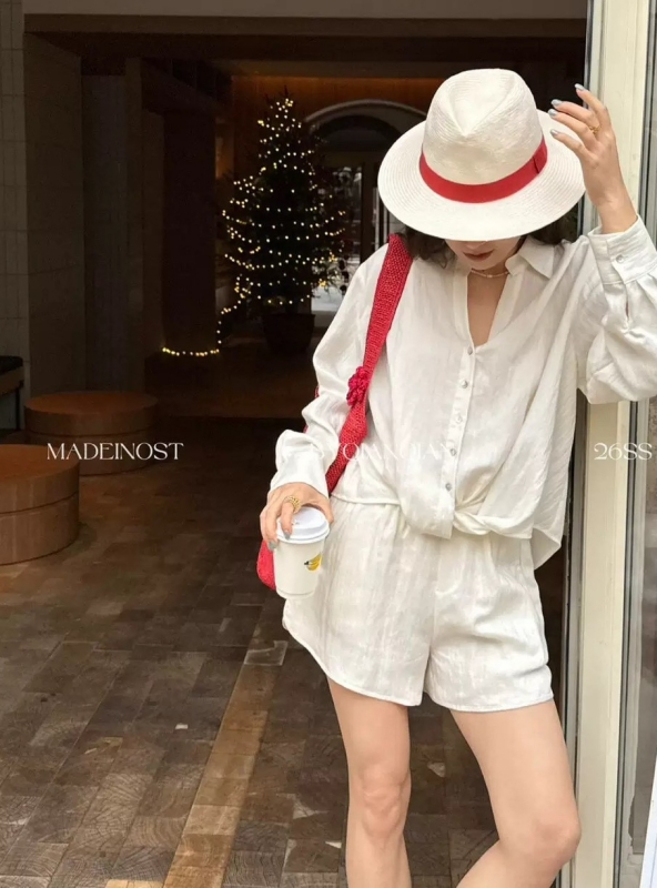 韓 襯衫+短褲套裝 3色