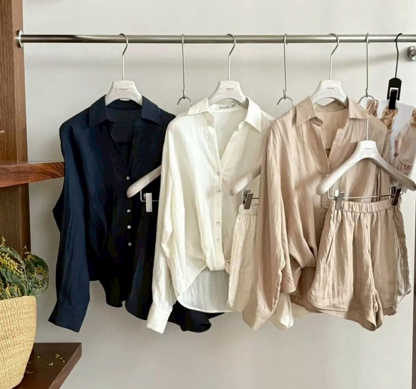 韓 襯衫+短褲套裝 3色