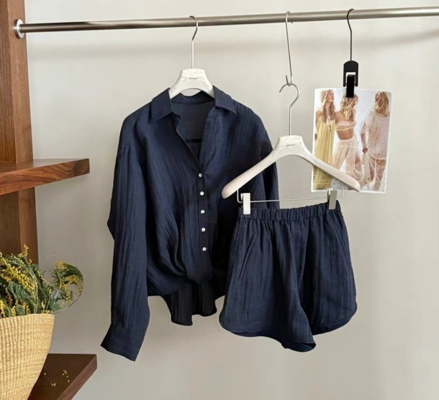 韓 襯衫+短褲套裝 3色