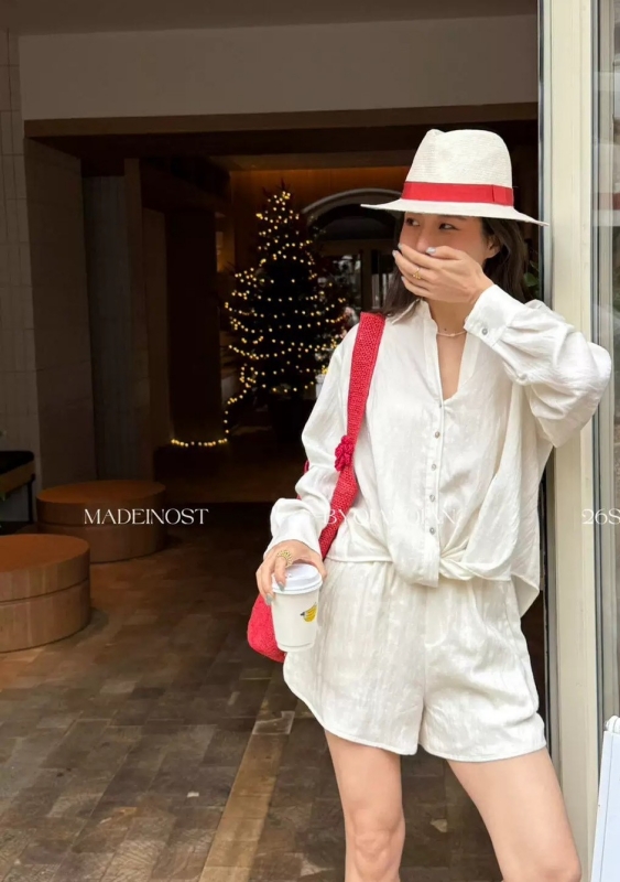 韓 襯衫+短褲套裝 3色