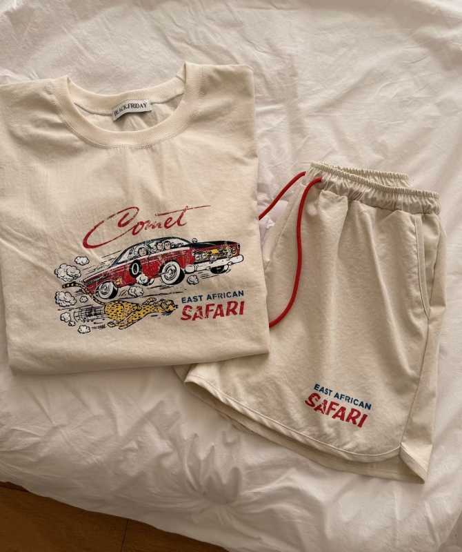 韓 復古車上衣+短褲套裝 3色