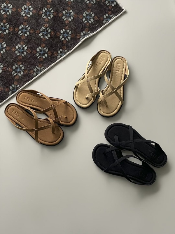 韓 交叉夾腳拖鞋 3色