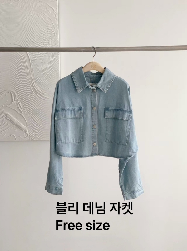 韓 淺色短牛仔外套 size