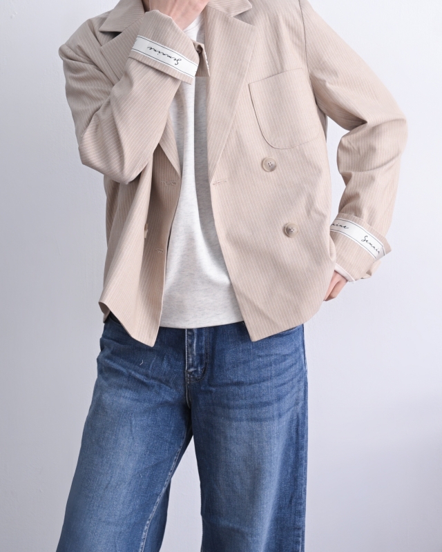 韓 細條西裝外套