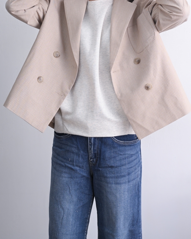 韓 細條西裝外套