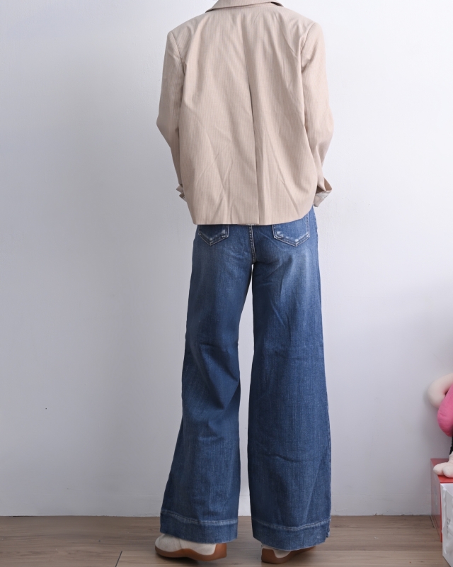 韓 細條西裝外套