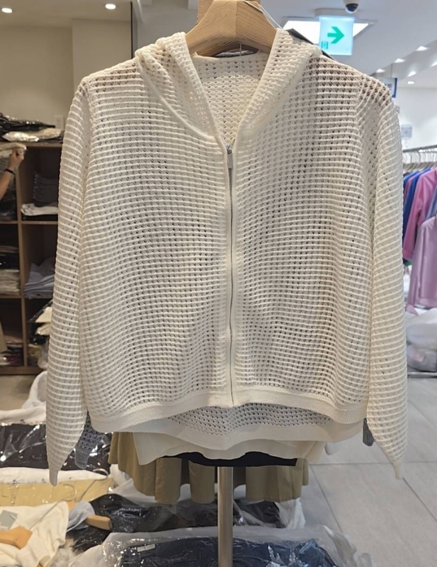 韓 洞洞針織連帽外套 2色