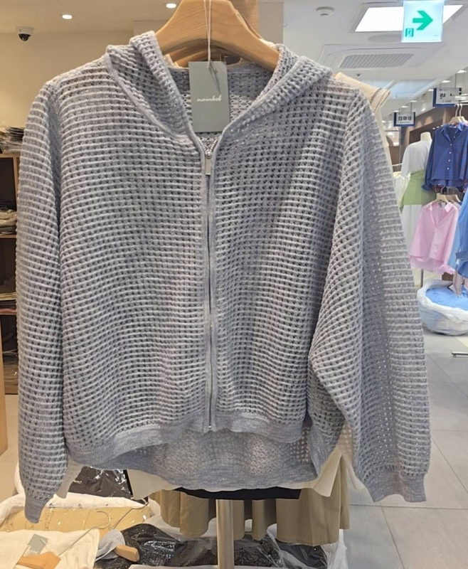 韓 洞洞針織連帽外套 2色