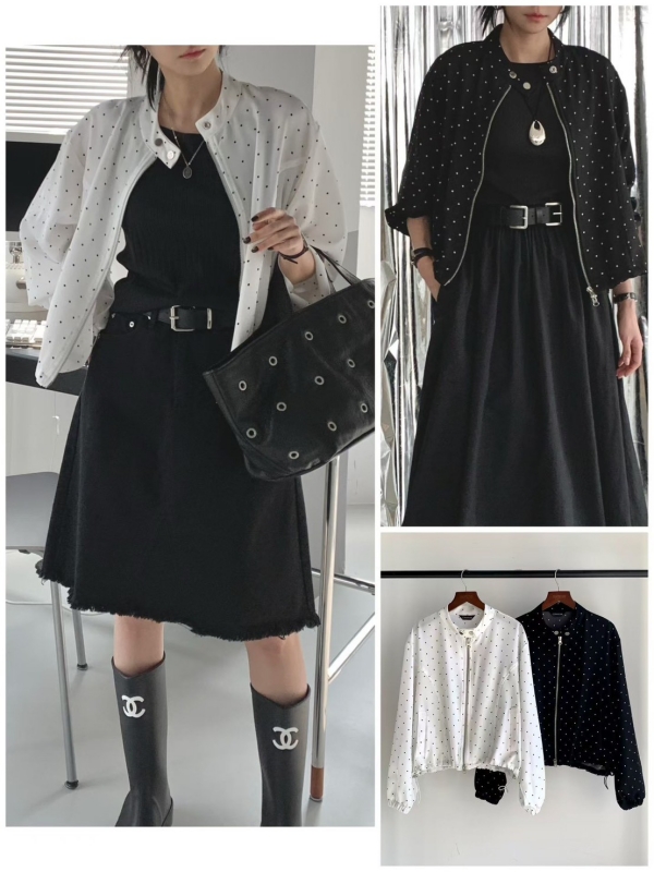 韓 細點點短版外套 2色