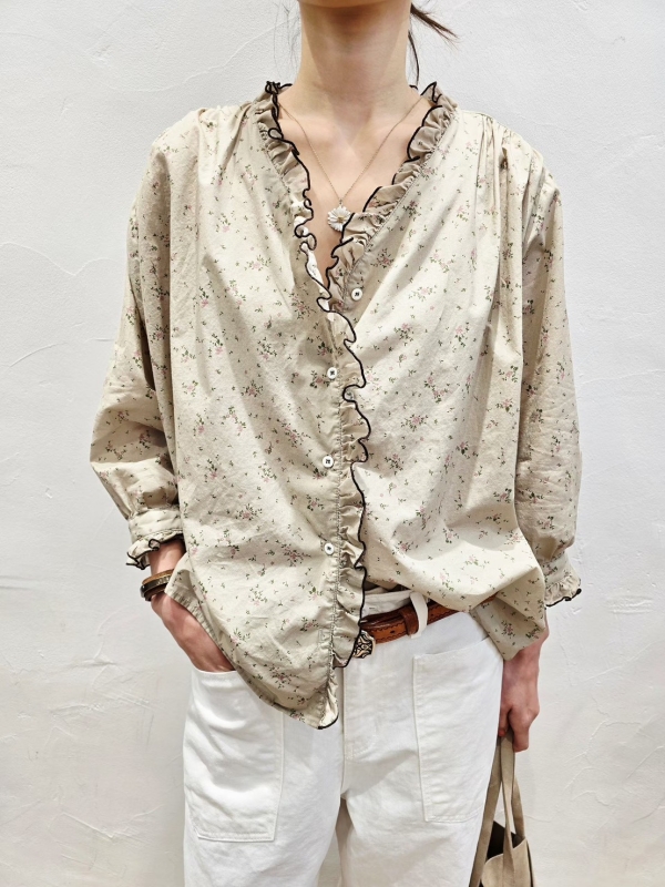 韓 小碎花滾邊領小外套 2色