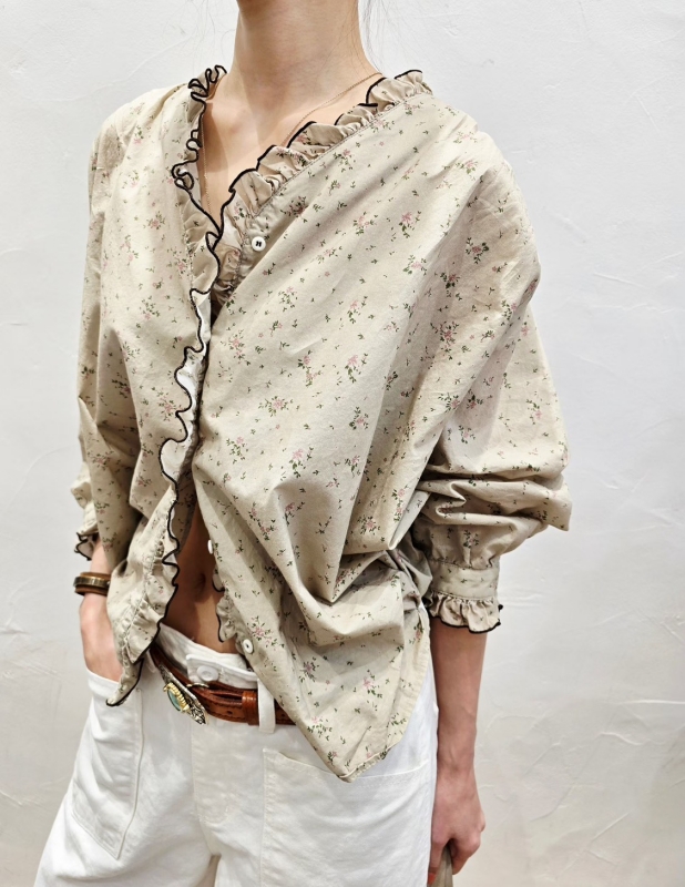 韓 小碎花滾邊領小外套 2色