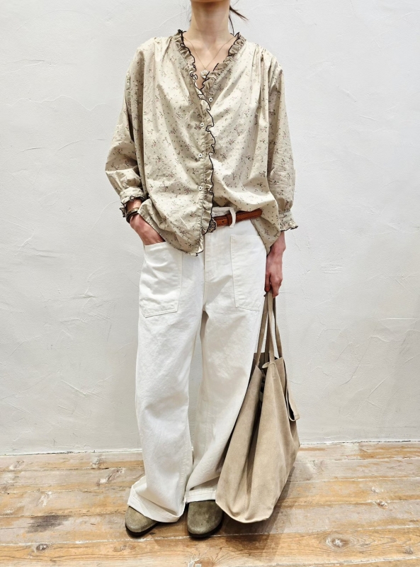 韓 小碎花滾邊領小外套 2色