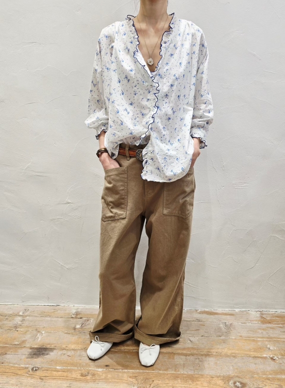 韓 小碎花滾邊領小外套 2色