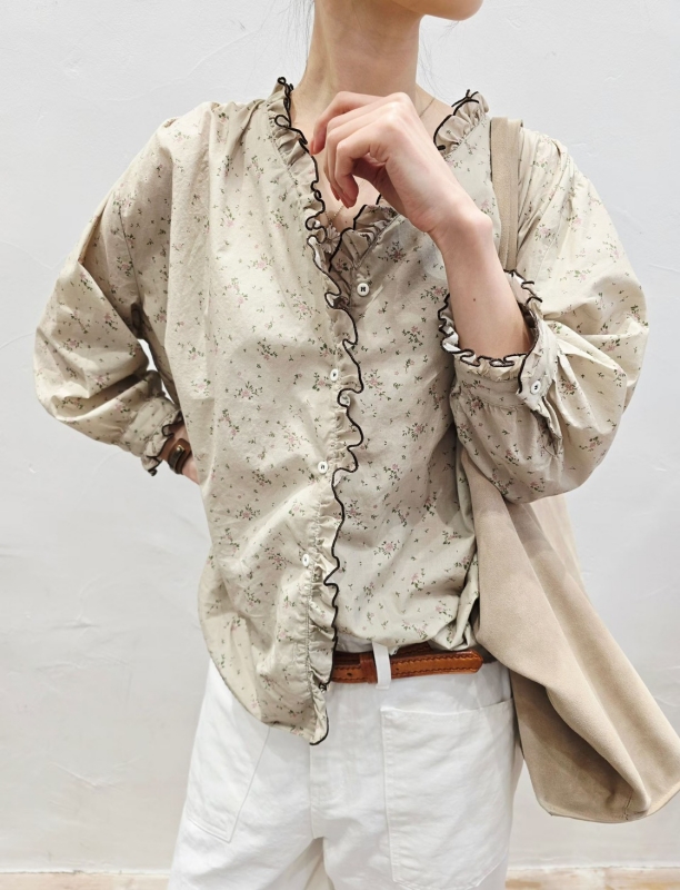 韓 小碎花滾邊領小外套 2色