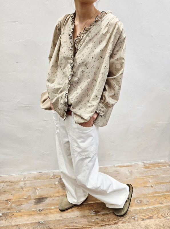 韓 小碎花滾邊領小外套 2色