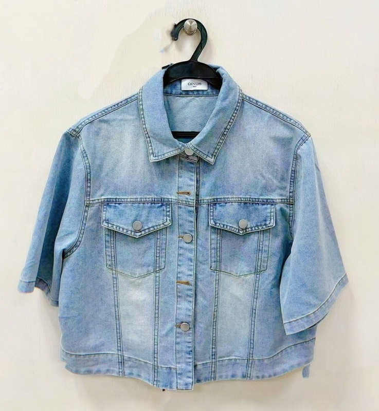 韓 短袖牛仔外套  size