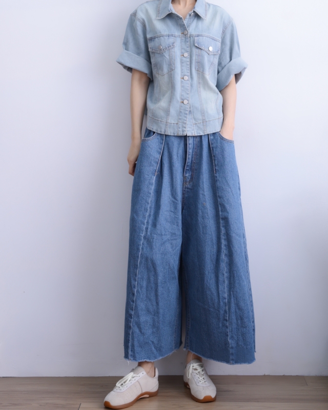 韓 短袖牛仔外套  size