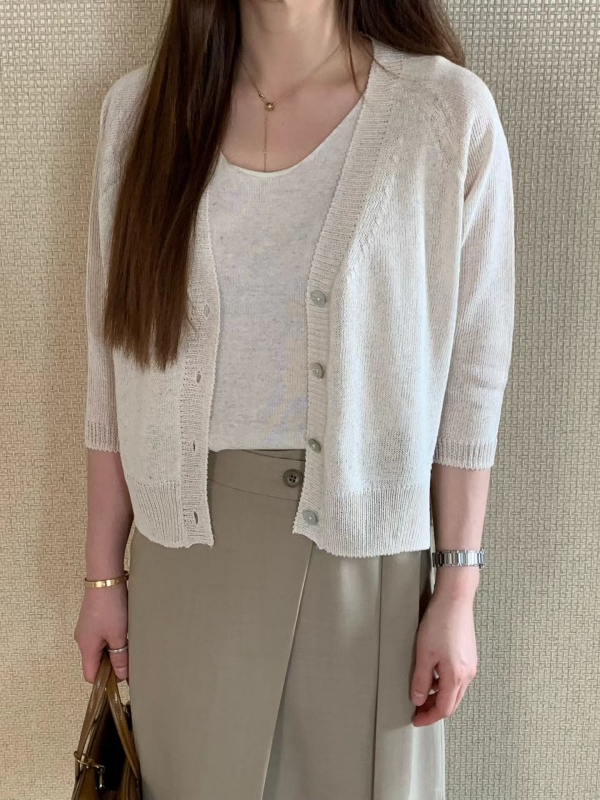 韓 四釦針織短版外套 4色 size