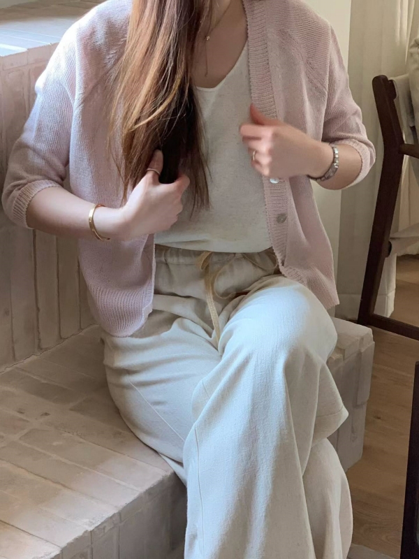 韓 四釦針織短版外套 4色 size