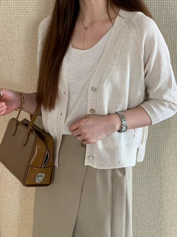 韓 四釦針織短版外套 4色 size