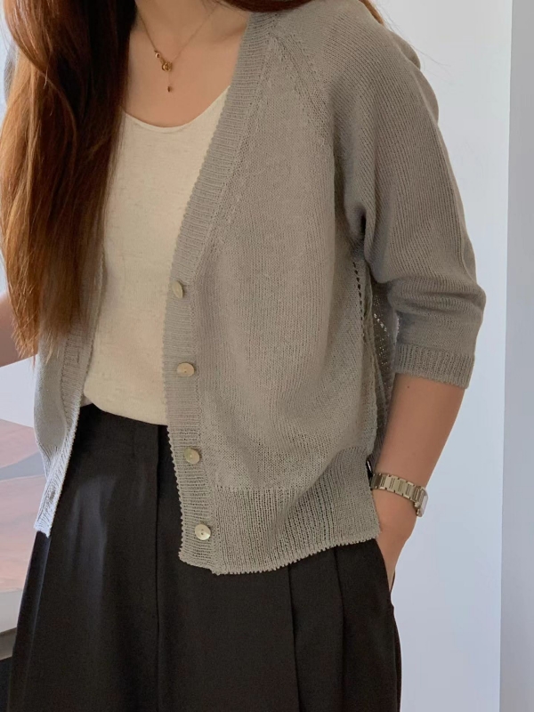 韓 四釦針織短版外套 4色 size