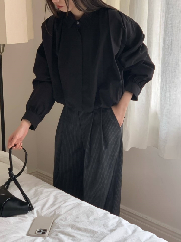 韓 下縮口襯衫外套 2色