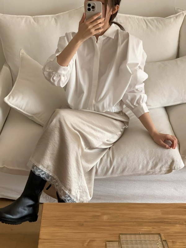 韓 下縮口襯衫外套 2色