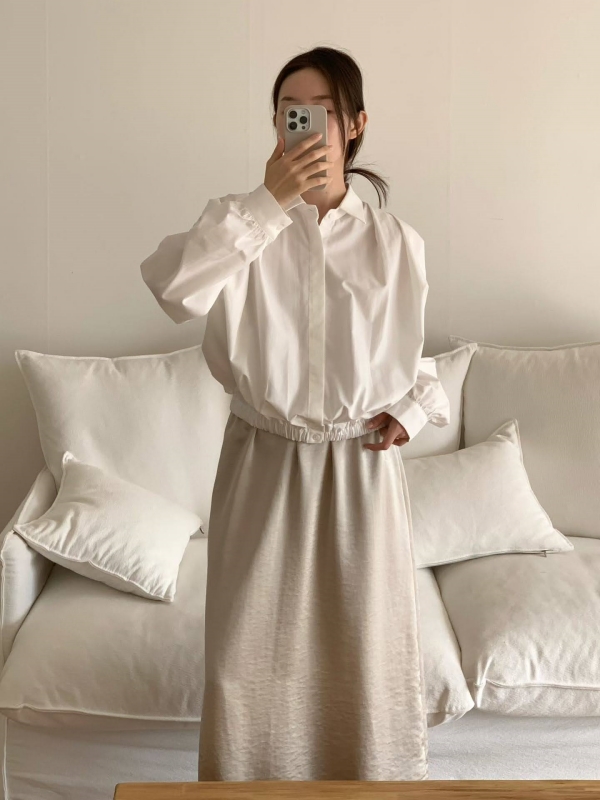 韓 下縮口襯衫外套 2色