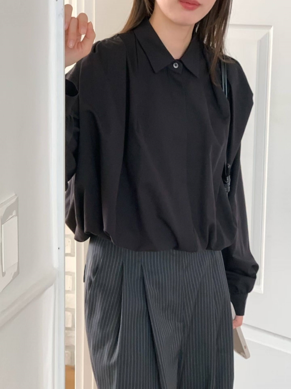 韓 下縮口襯衫外套 2色