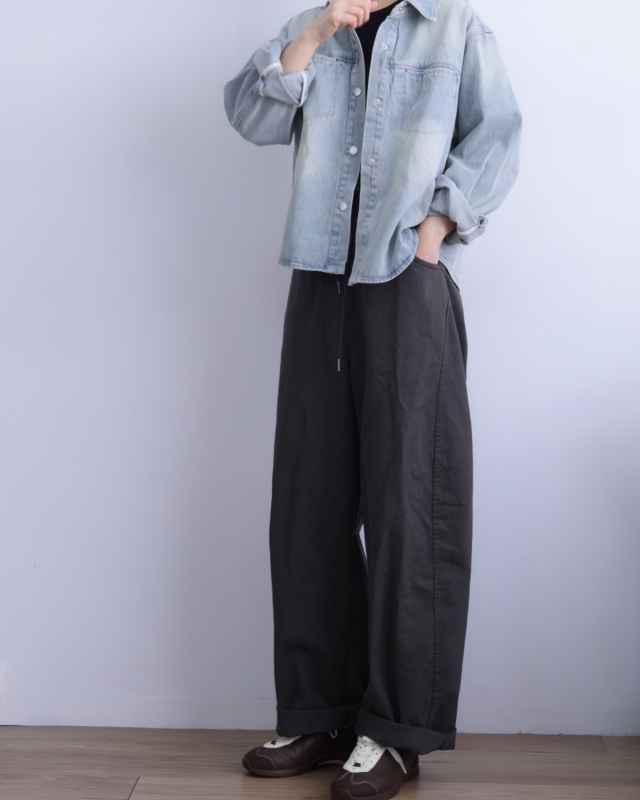 韓 刷色牛仔襯衫外套 size