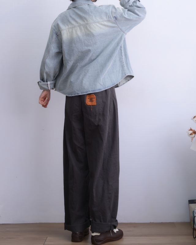 韓 刷色牛仔襯衫外套 size