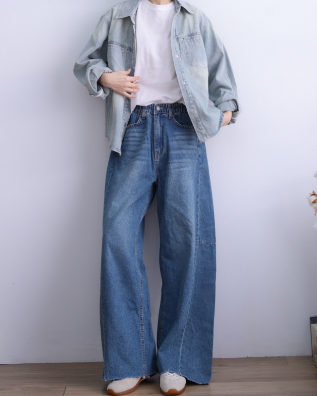 韓 刷色牛仔襯衫外套 size