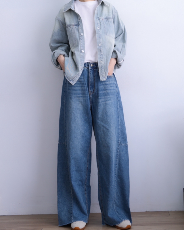 韓 刷色牛仔襯衫外套 size