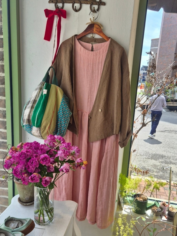 韓 大V領棉麻外套 2色