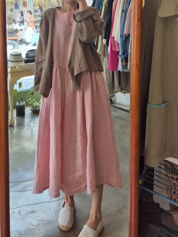 韓 大V領棉麻外套 2色