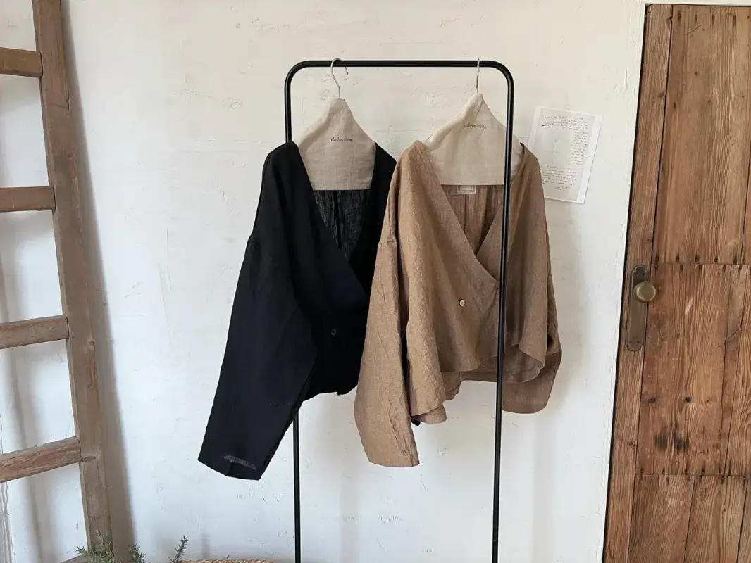 韓 大V領棉麻外套 2色