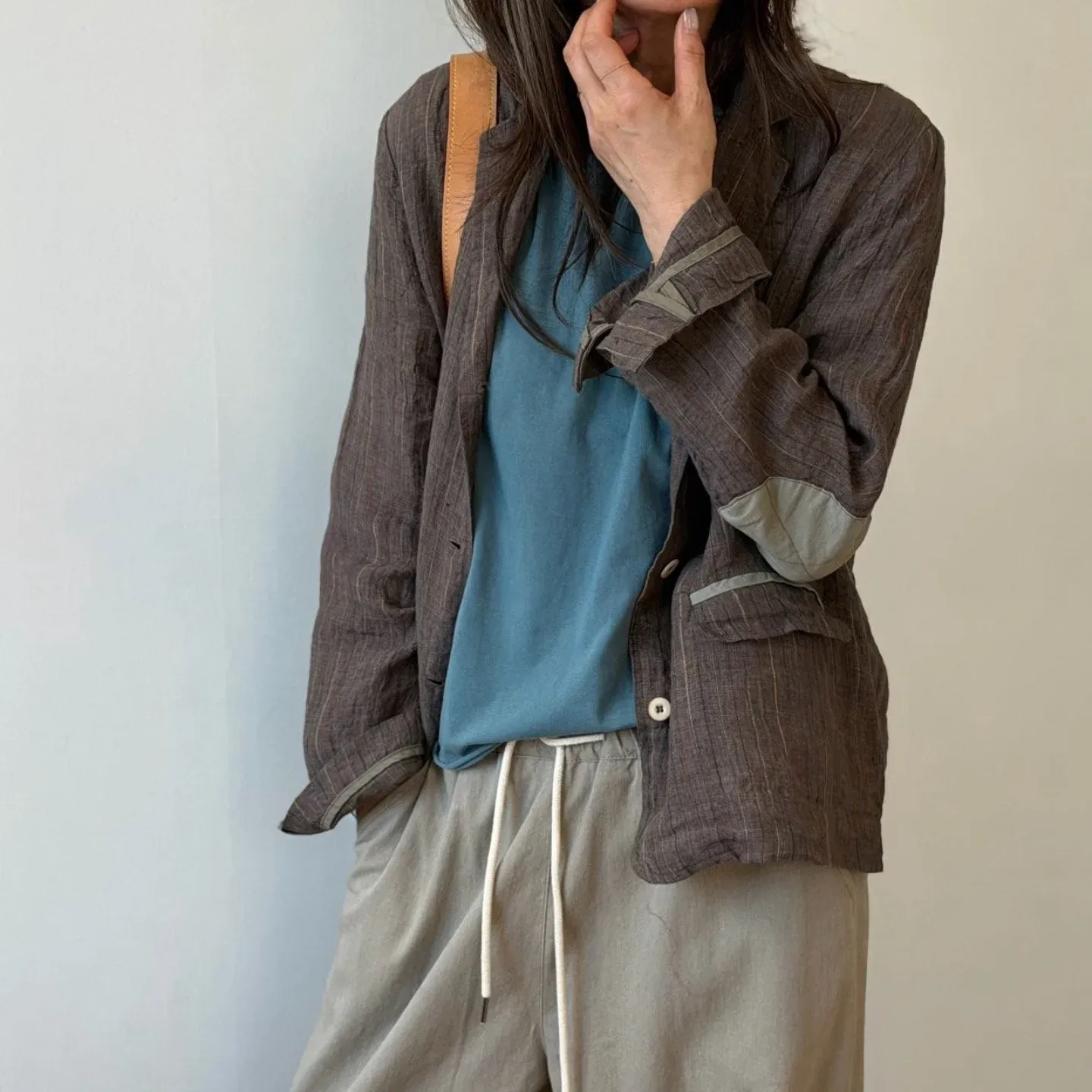 韓 背貼布西裝外套 2色
