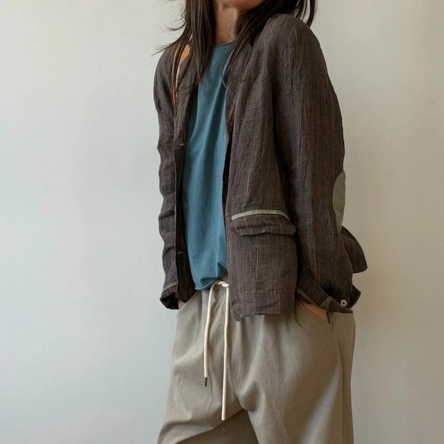 韓 背貼布西裝外套 2色