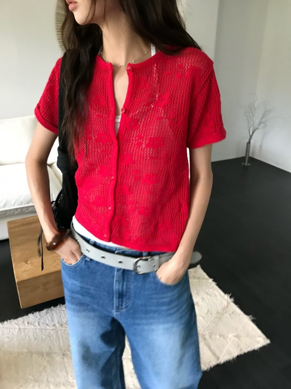 韓 小花短袖外套 4色