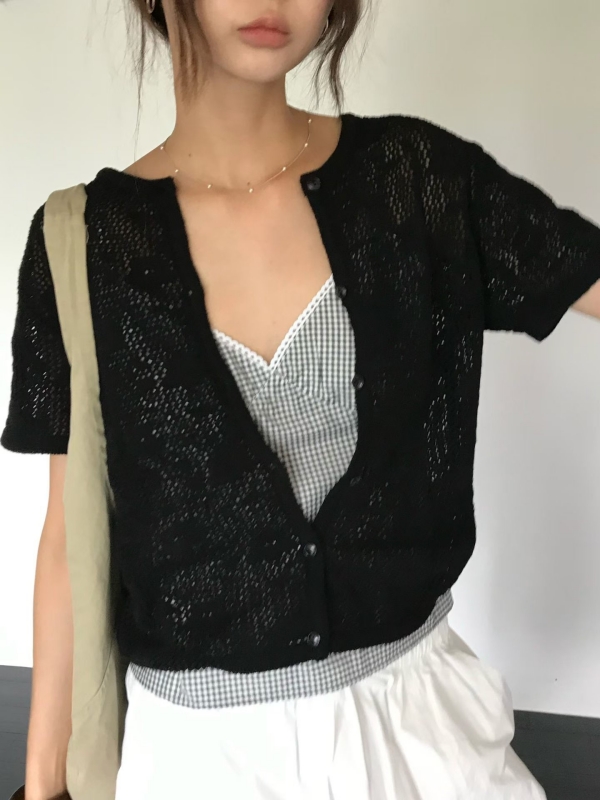 韓 小花短袖外套 4色