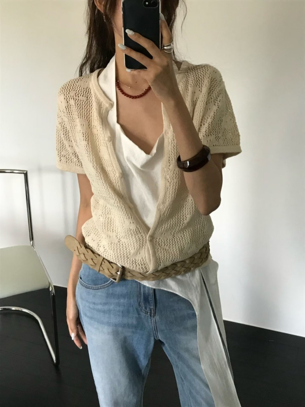 韓 小花短袖外套 4色