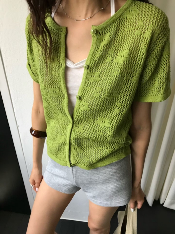 韓 小花短袖外套 4色