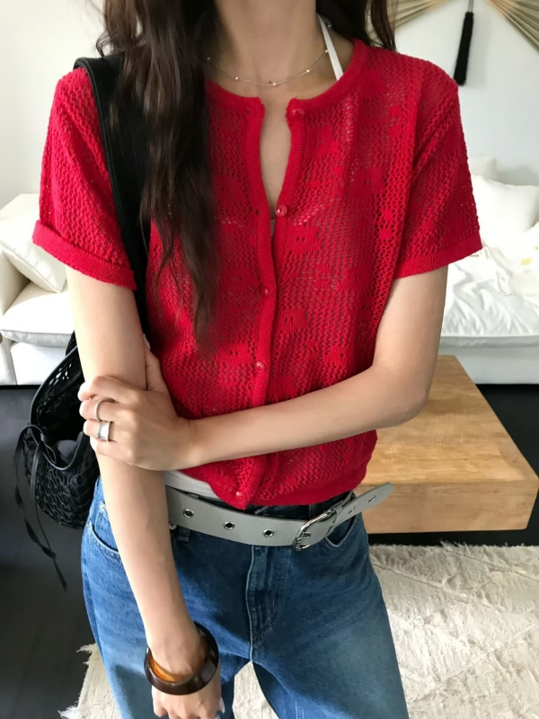 韓 小花短袖外套 4色