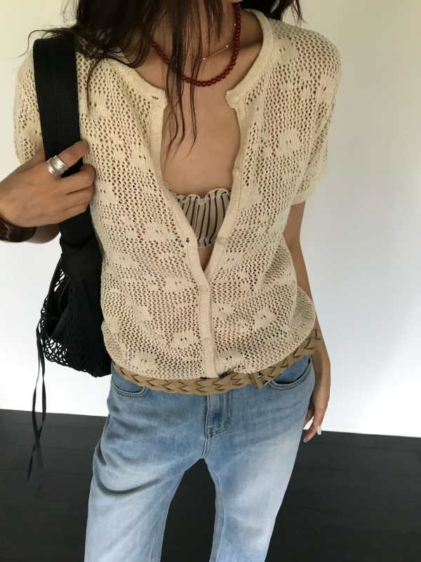 韓 小花短袖外套 4色