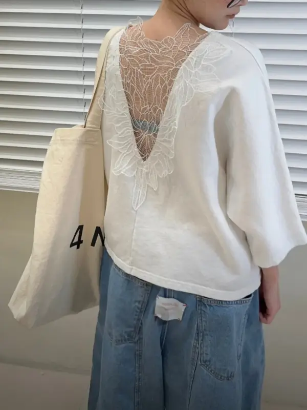韓 背織花小標上衣 2色 size